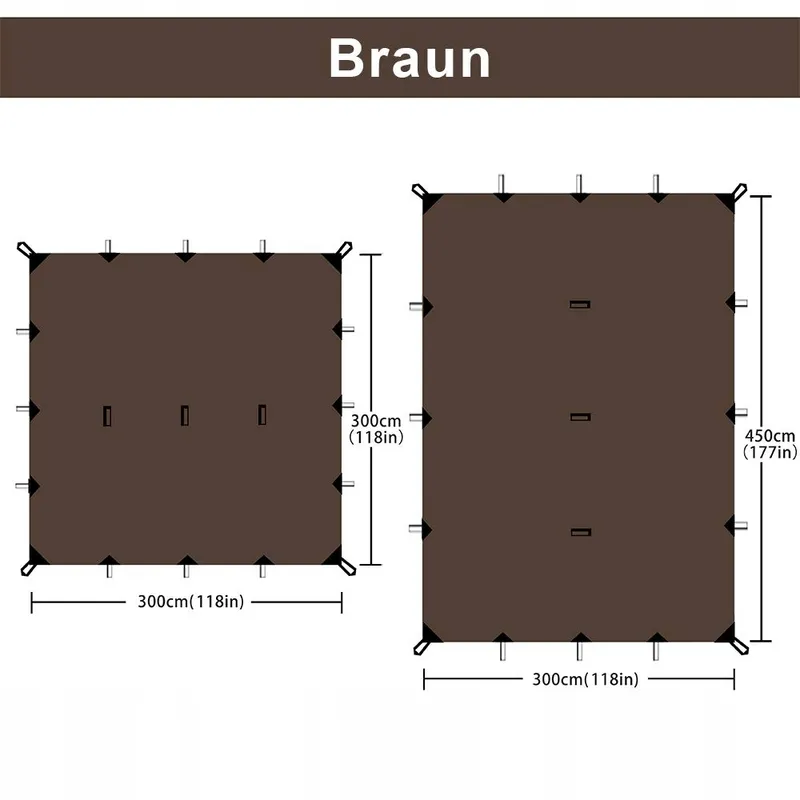 KALINCO Camping Tarp UV Bescherming Regenscherm 3x4,5m Bruin — foto 2