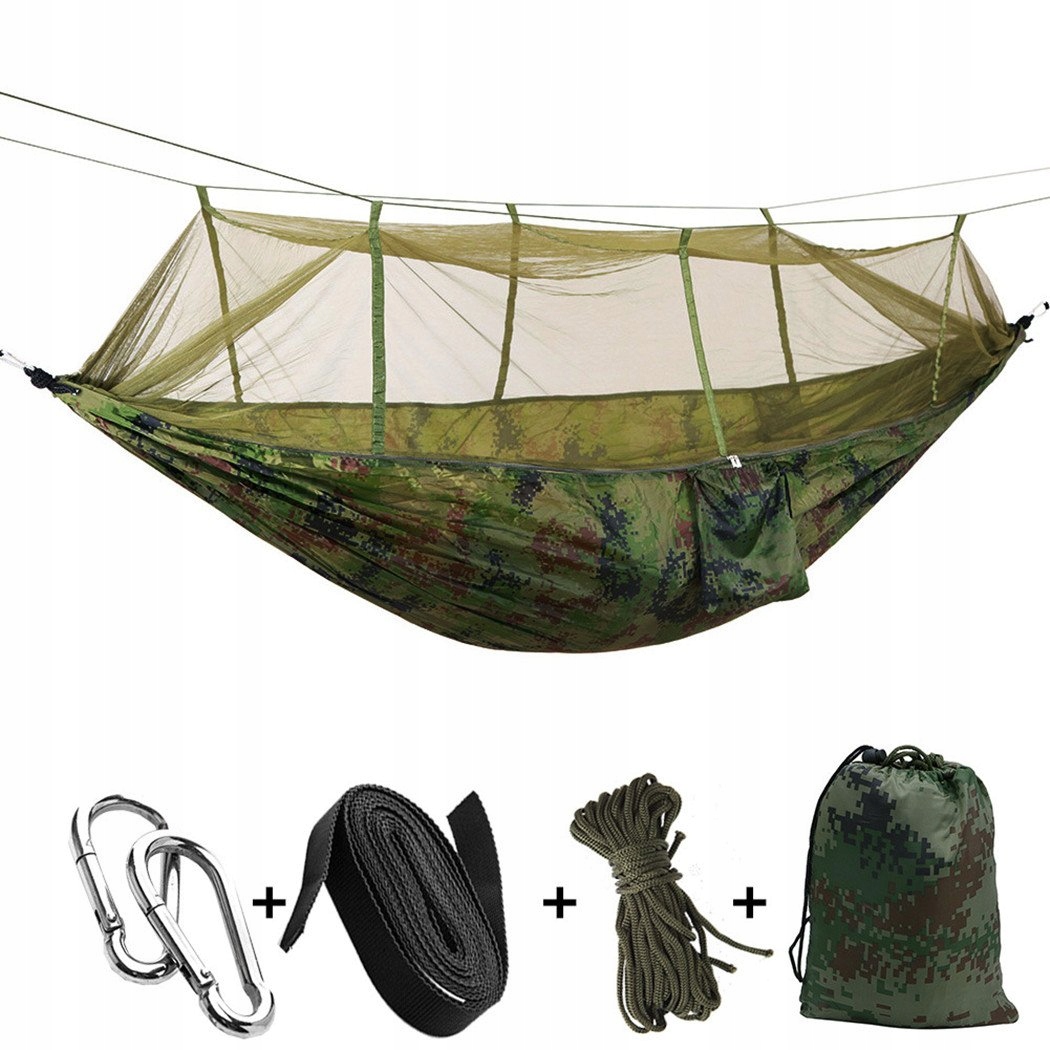Camouflage Camping Hangmat met Klamboe 2 Personen 260x140cm 200kg