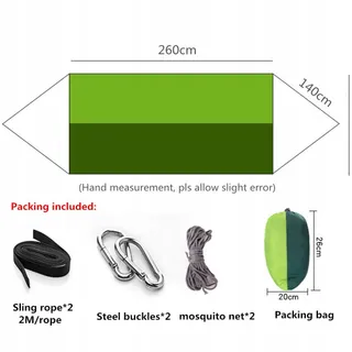 Camouflage Camping Hangmat met Klamboe 2 Personen 260x140cm 200kg — miniatuur 2