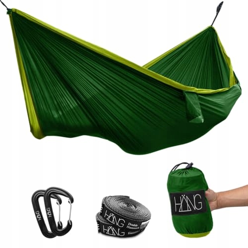 HÄNG Camping Hangmat Nylon 2 Personen 300x170cm tot 200kg Groen