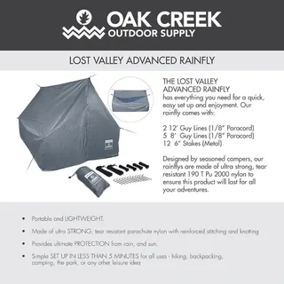 OAK CREEK Regenvlieg Hangmat Waterdicht Grijs Lichtgewicht — miniatuur 6