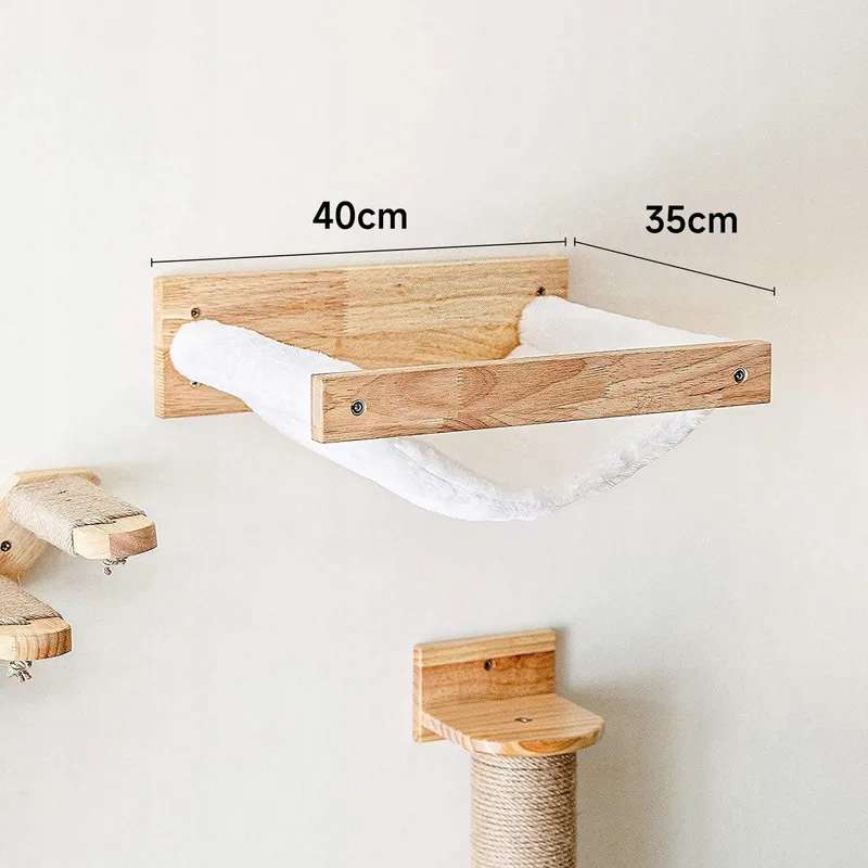 FUKUMARU Klimwand Kat Groot Wandschap Hout Hangmat Flanel — foto 3