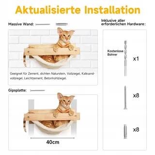 FUKUMARU Klimwand Kat Groot Wandschap Hout Hangmat Flanel — miniatuur 5