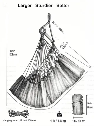 GOCAN Hangmat 220x150cm 250kg Tuin Binnen Donkergrijs — miniatuur 2