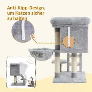 HEYBLY HCT009SW Krabpaal 75cm Platform Grot Hangmat Ladder Grijs — miniatuur 4