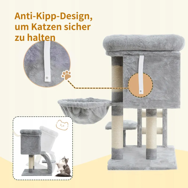 HEYBLY HCT009SW Krabpaal 75cm Platform Grot Hangmat Ladder Grijs — foto 4