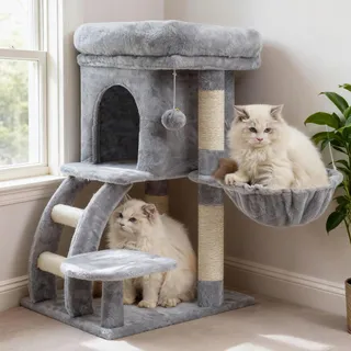HEYBLY HCT009SW Krabpaal 75cm Platform Grot Hangmat Ladder Grijs — miniatuur 1