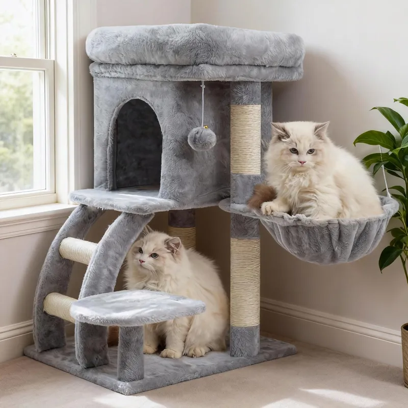 HEYBLY HCT009SW Krabpaal 75cm Platform Grot Hangmat Ladder Grijs — foto 1