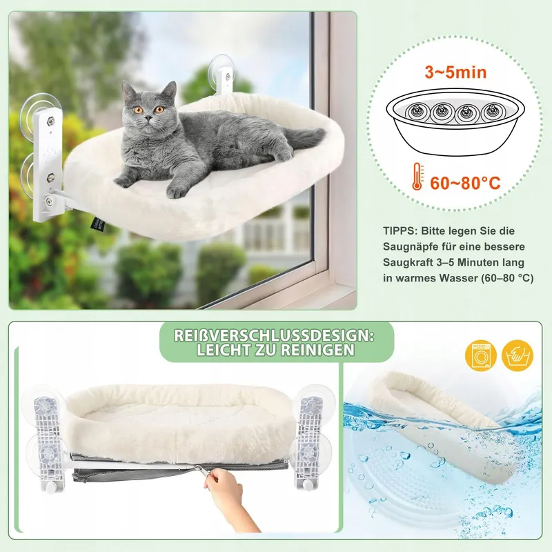 GUUSII HOME Kattenraamhangmat Opvouwbaar tot 18kg Wit M — foto 5