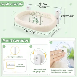 GUUSII HOME Kattenraamhangmat Opvouwbaar tot 18kg Wit M — miniatuur 4