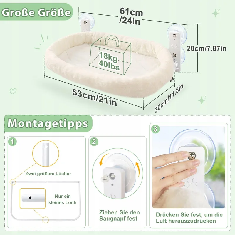 GUUSII HOME Kattenraamhangmat Opvouwbaar tot 18kg Wit M — foto 4