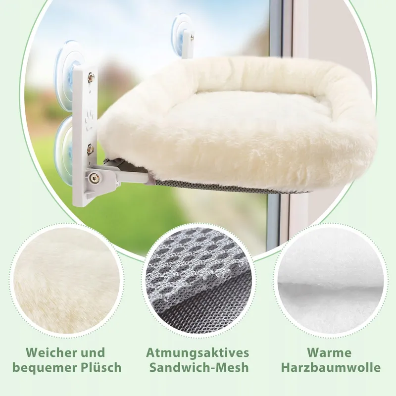 GUUSII HOME Kattenraamhangmat Opvouwbaar tot 18kg Wit M — foto 3