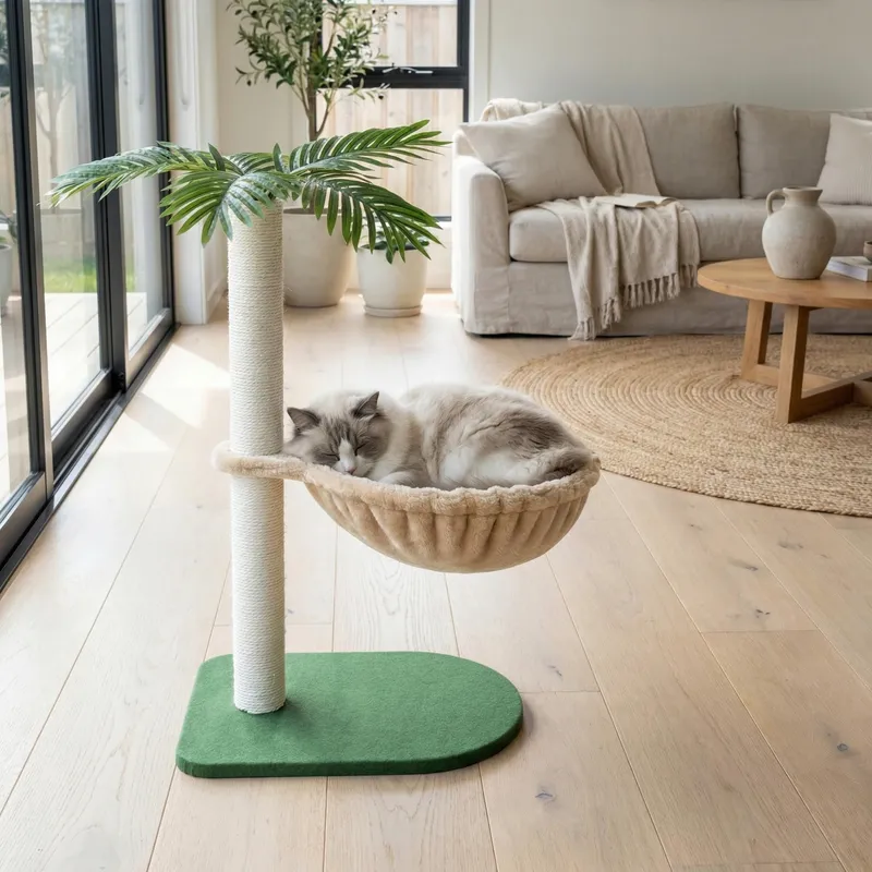 FLAUSCHIGES Kattenmand Hangend Met Stalen Ring Beige — foto 2