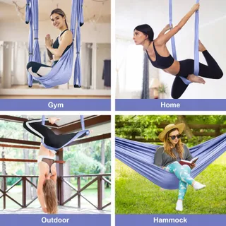 LEOGREEN Aerial Yoga Hangmat Nylon 300kg Paars — miniatuur 7