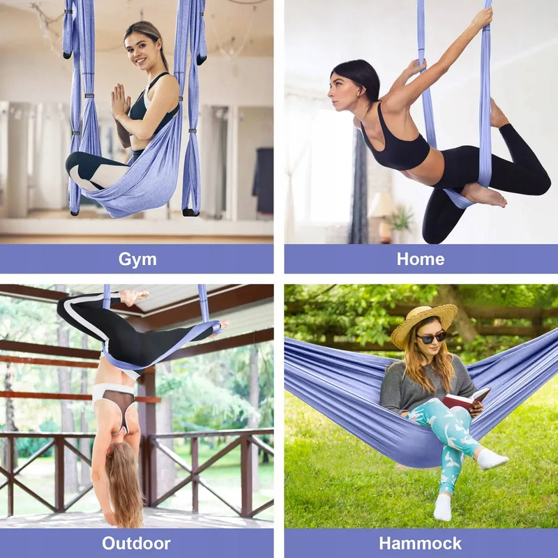 LEOGREEN Aerial Yoga Hangmat Nylon 300kg Paars — foto 7