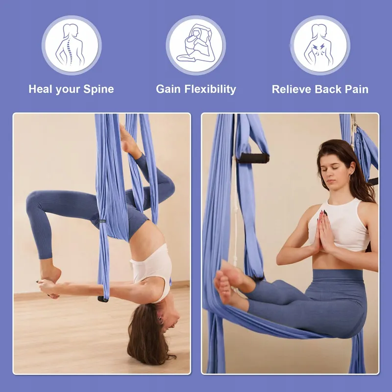 LEOGREEN Aerial Yoga Hangmat Nylon 300kg Paars — foto 5