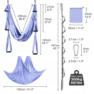 LEOGREEN Aerial Yoga Hangmat Nylon 300kg Paars — miniatuur 6