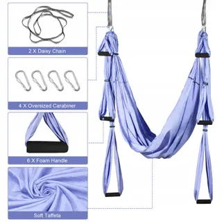 LEOGREEN Aerial Yoga Hangmat Nylon 300kg Paars — miniatuur 2