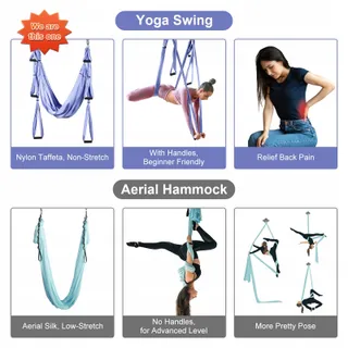 LEOGREEN Aerial Yoga Hangmat Nylon 300kg Paars — miniatuur 4