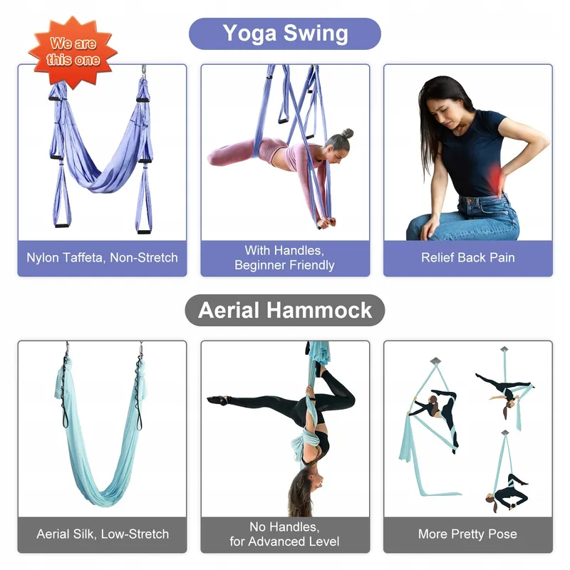 LEOGREEN Aerial Yoga Hangmat Nylon 300kg Paars — foto 4