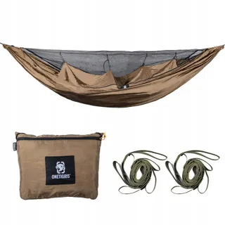 ONETIGRIS Kompound Hangmat 1 Persoon met Klamboe 260x130cm Coyote Brown — miniatuur 1