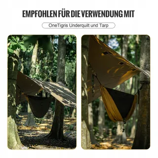 ONETIGRIS Kompound Hangmat 1 Persoon met Klamboe 260x130cm Coyote Brown — miniatuur 6