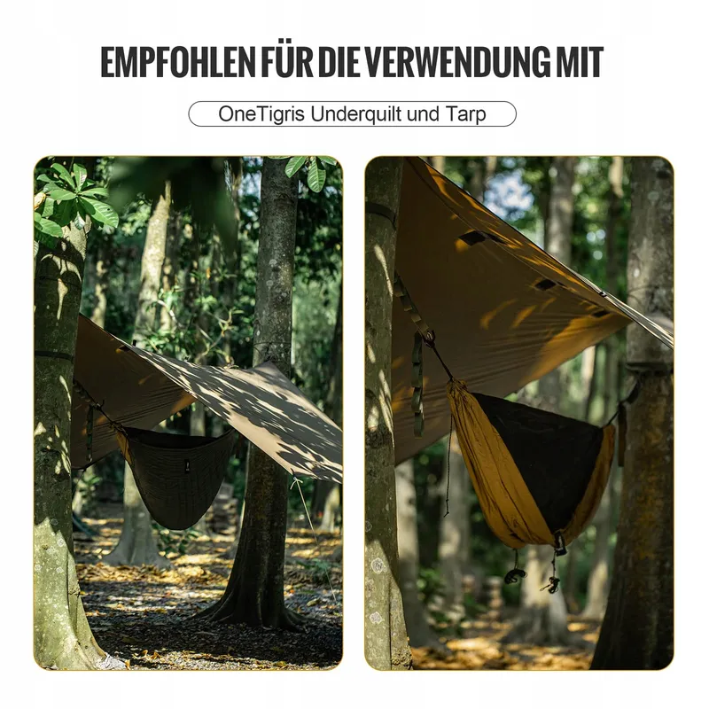 ONETIGRIS Kompound Hangmat 1 Persoon met Klamboe 260x130cm Coyote Brown — foto 6