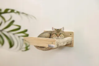 KERBL Kattenhangmat Natuurlijk Taupe 38x33x16cm Max 6kg Wandmontage — miniatuur 3