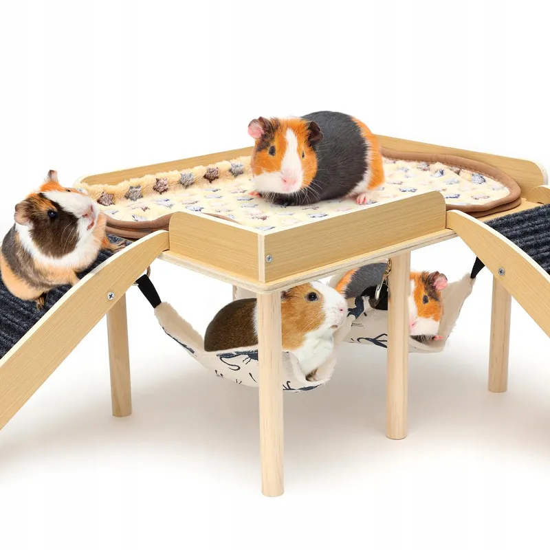 GHWMYD Houten Cavia Huis Met Hangmat En Hellingen 40x30x25cm — foto 1