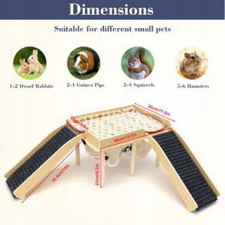 GHWMYD Houten Cavia Huis Met Hangmat En Hellingen 40x30x25cm — miniatuur 2