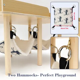 GHWMYD Houten Cavia Huis Met Hangmat En Hellingen 40x30x25cm — miniatuur 3