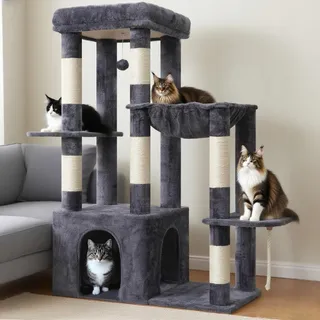 HEYBLY Krabpaal Kat 120cm met Basis Hangmat Speelgoed Grijs — miniatuur 9