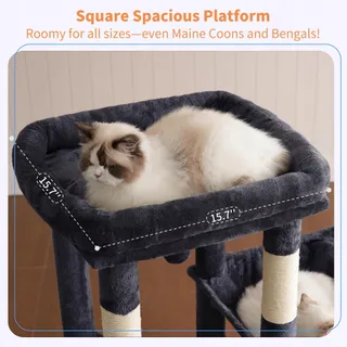 HEYBLY Krabpaal Kat 120cm met Basis Hangmat Speelgoed Grijs — miniatuur 3
