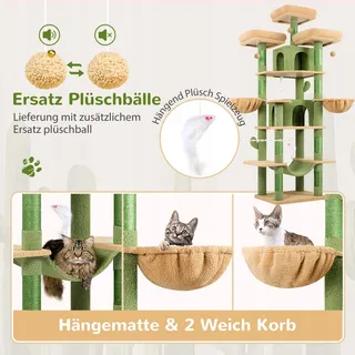 GLOBLAZER Krabpaal Cactus Groen XXL 203cm 3 Ligplekken 2 Huisjes 2 Manden — miniatuur 5