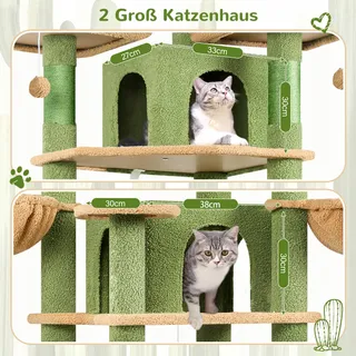 GLOBLAZER Krabpaal Cactus Groen XXL 203cm 3 Ligplekken 2 Huisjes 2 Manden — miniatuur 3