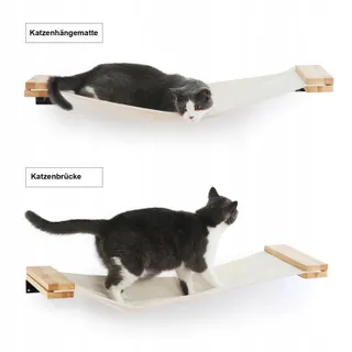 FUKUMARU Kattenhangmat Wand Rubberhout 91x33cm — miniatuur 3