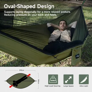 TRAVEL BIRD Camping Hangmat Muskietennet Groot 2 Personen 290x140cm — miniatuur 2
