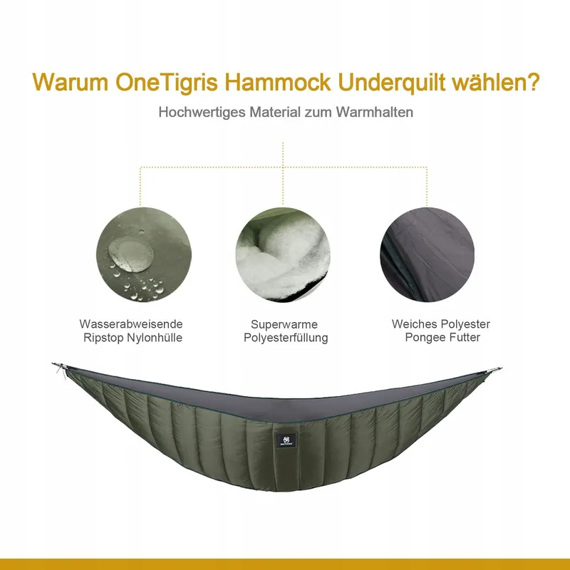 ONETIGRIS Night Protector Hangmat Underquilt Ultralicht 280x120cm Groen — foto 4