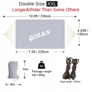 GOCAN Hangmat 2 Personen 220x150cm 300kg Katoen Buiten — miniatuur 3