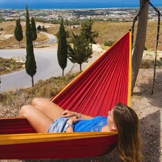 HANG Camping Hangmat Nylon 2 Personen 300x170cm 200kg Bordeaux Goud — miniatuur 5