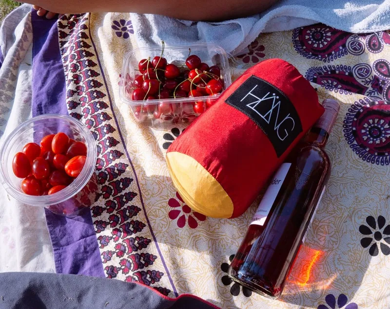 HANG Camping Hangmat Nylon 2 Personen 300x170cm 200kg Bordeaux Goud — foto 4