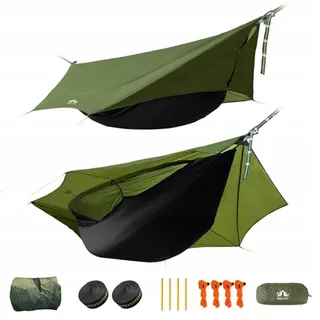 NIGHT CAT Hangmat Met Klamboe Tarp 1 Persoon Licht Draagbaar — miniatuur 1