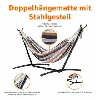 AMAZON BASICS Hangmat met Standaard Meerkleurig 117x300x100cm — miniatuur 4