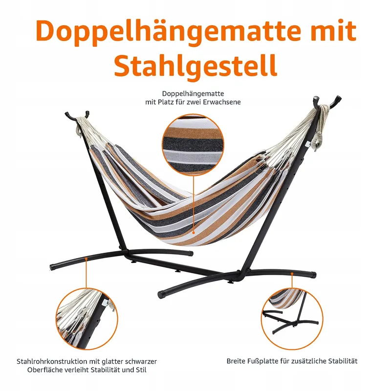 AMAZON BASICS Hangmat met Standaard Meerkleurig 117x300x100cm — foto 4