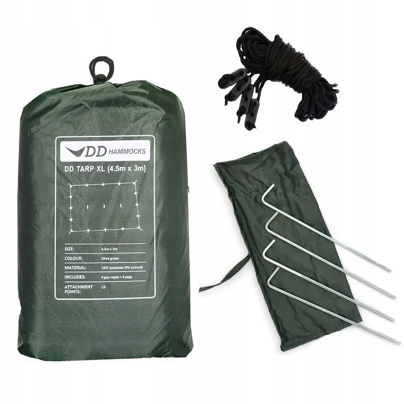 DD TARP XL Groen Regenzeil Tent 4,5x3m — foto 1
