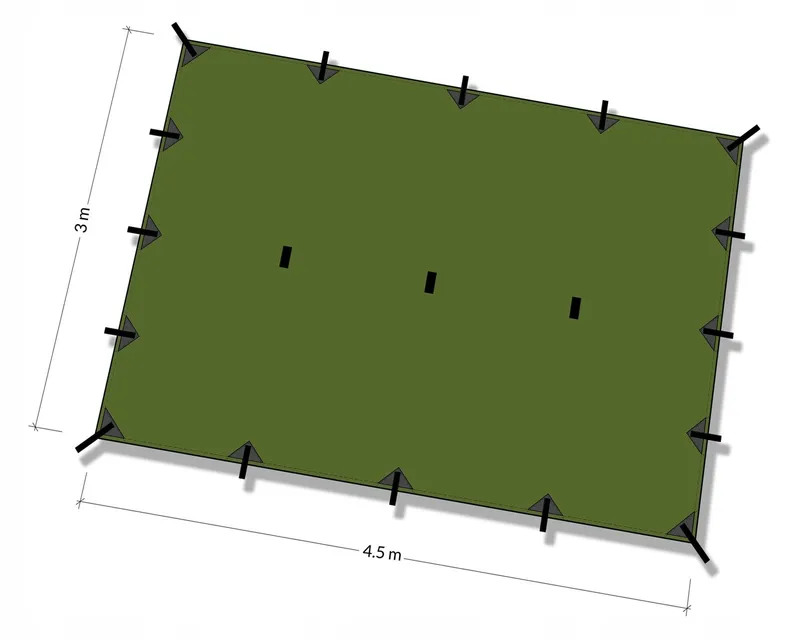 DD TARP XL Groen Regenzeil Tent 4,5x3m — foto 2