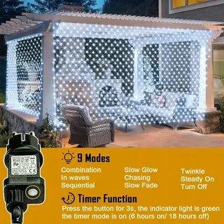 COZYMEOW Lichtnet Buiten 3x2m 200 LED Balkon Boom — miniatuur 3