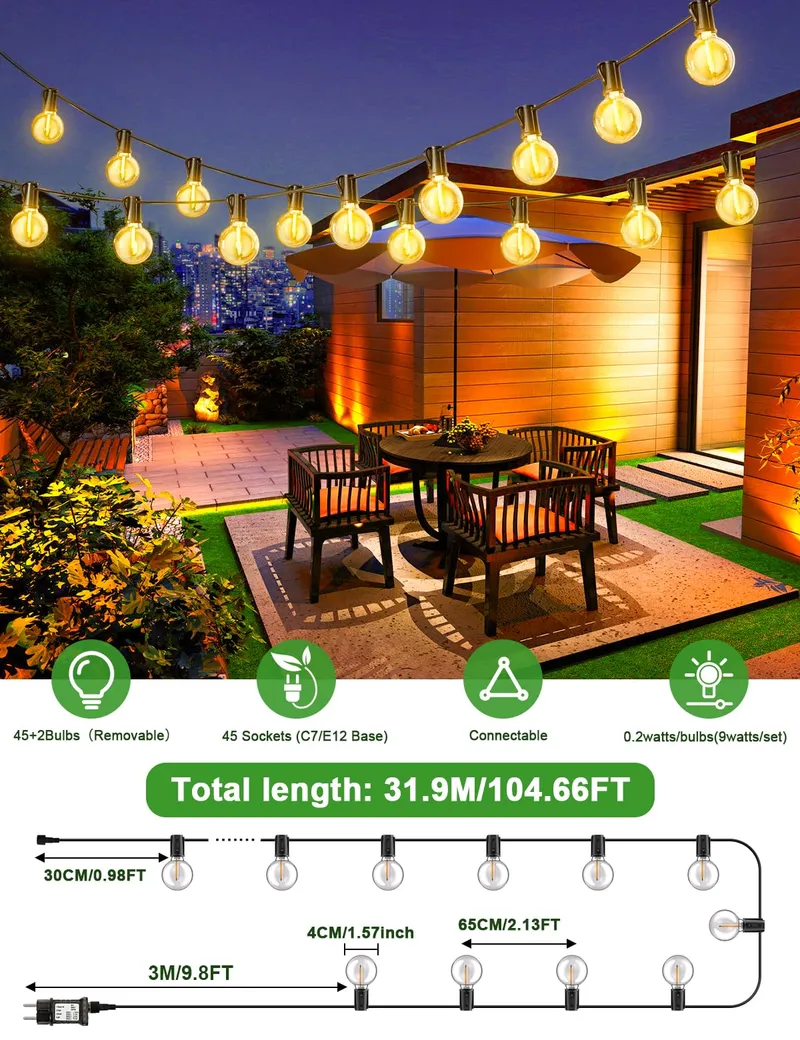 LED Lichtsnoer Tuin 32M Timer Waterdicht Balkon — foto 6