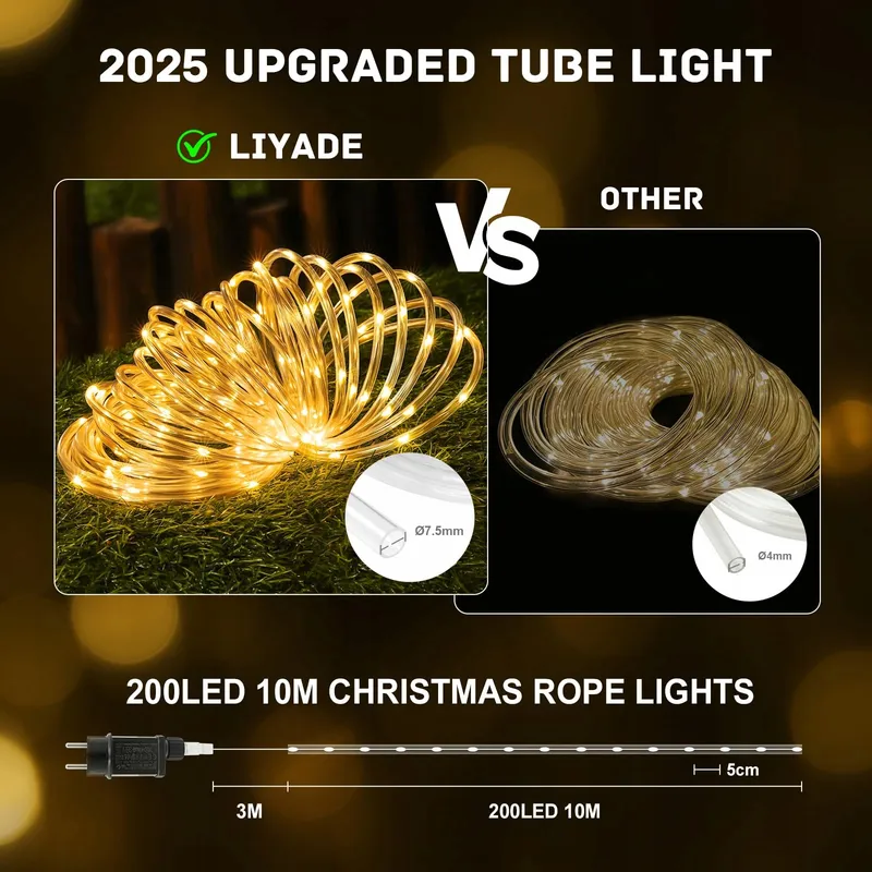 LED Lichtslang 10M 200 LED Afstandsbediening IP65 Tuin Binnen — foto 2