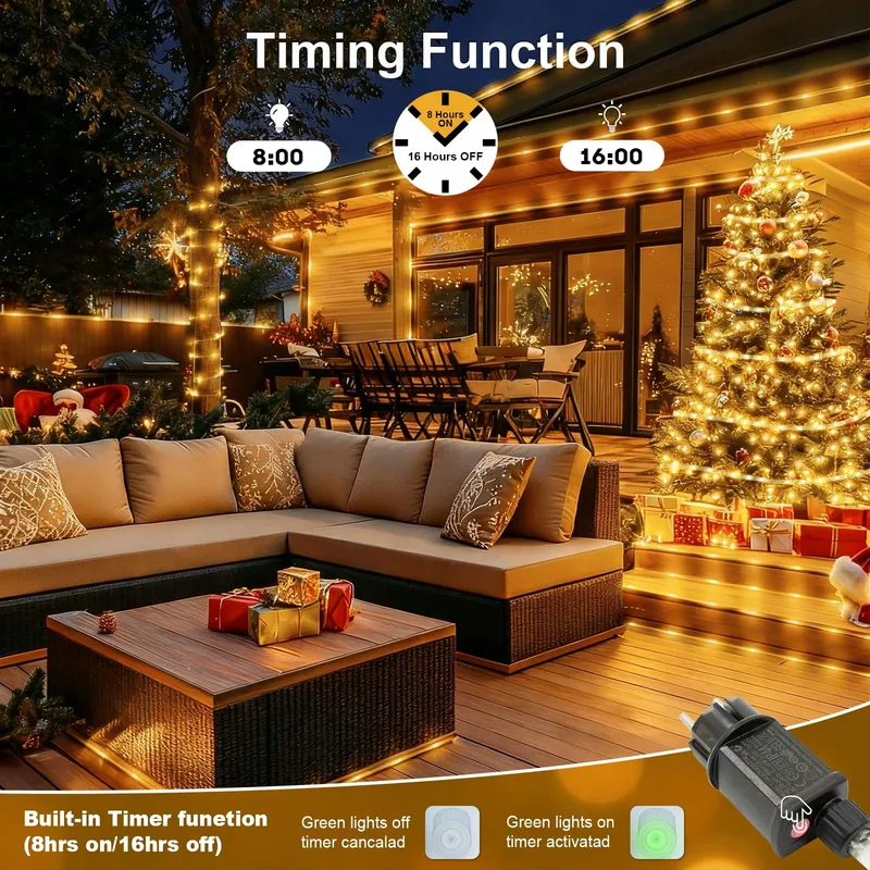 LED Lichtslang 10M 200 LED Afstandsbediening IP65 Tuin Binnen — foto 5